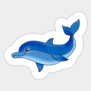 cheerful blue cartoon dolphin Sticker